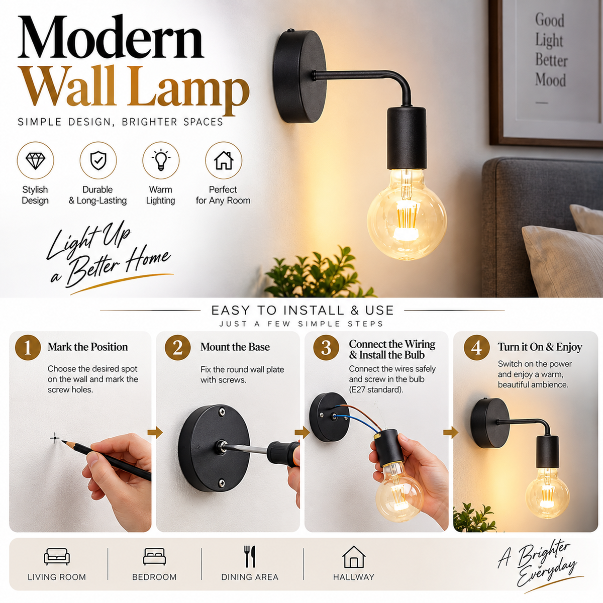 Crystal Wall Mounted Lamp (With Bulb)