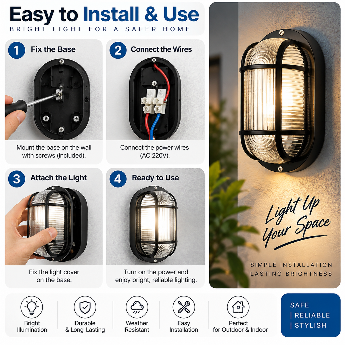 Waterproof Outdoor Wall Light For Home & Gardens