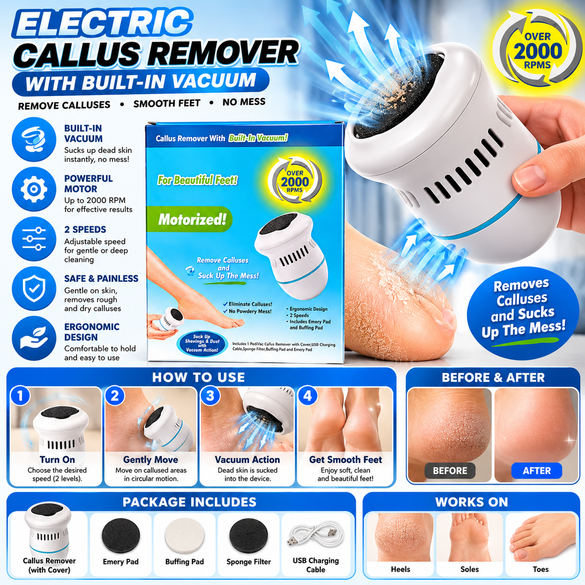 Motorized Foot Care Device – Electric Foot Scrubber for Beautiful Feet