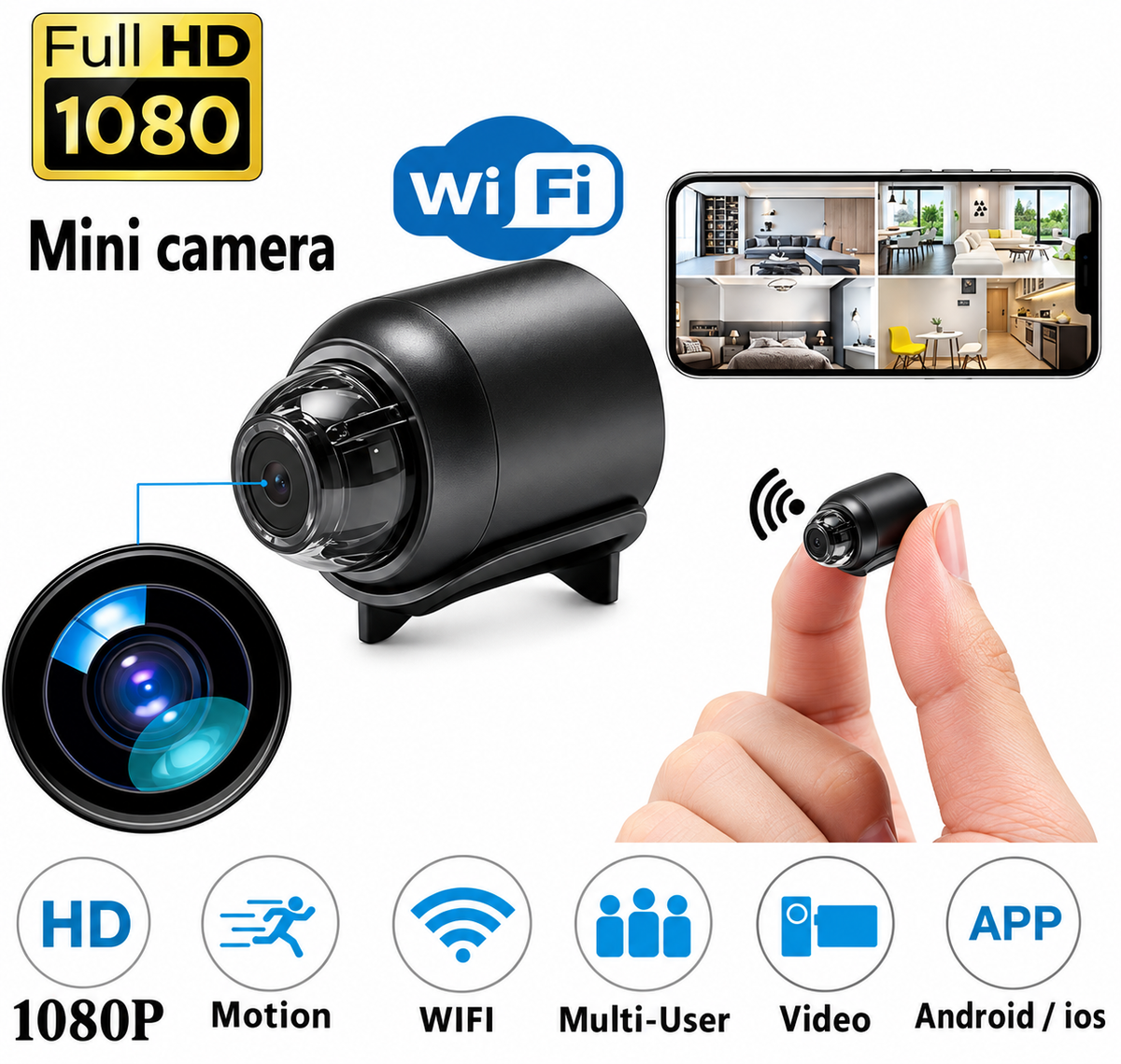 HD 1080P X5 Mini WiFi Night Vision Camera