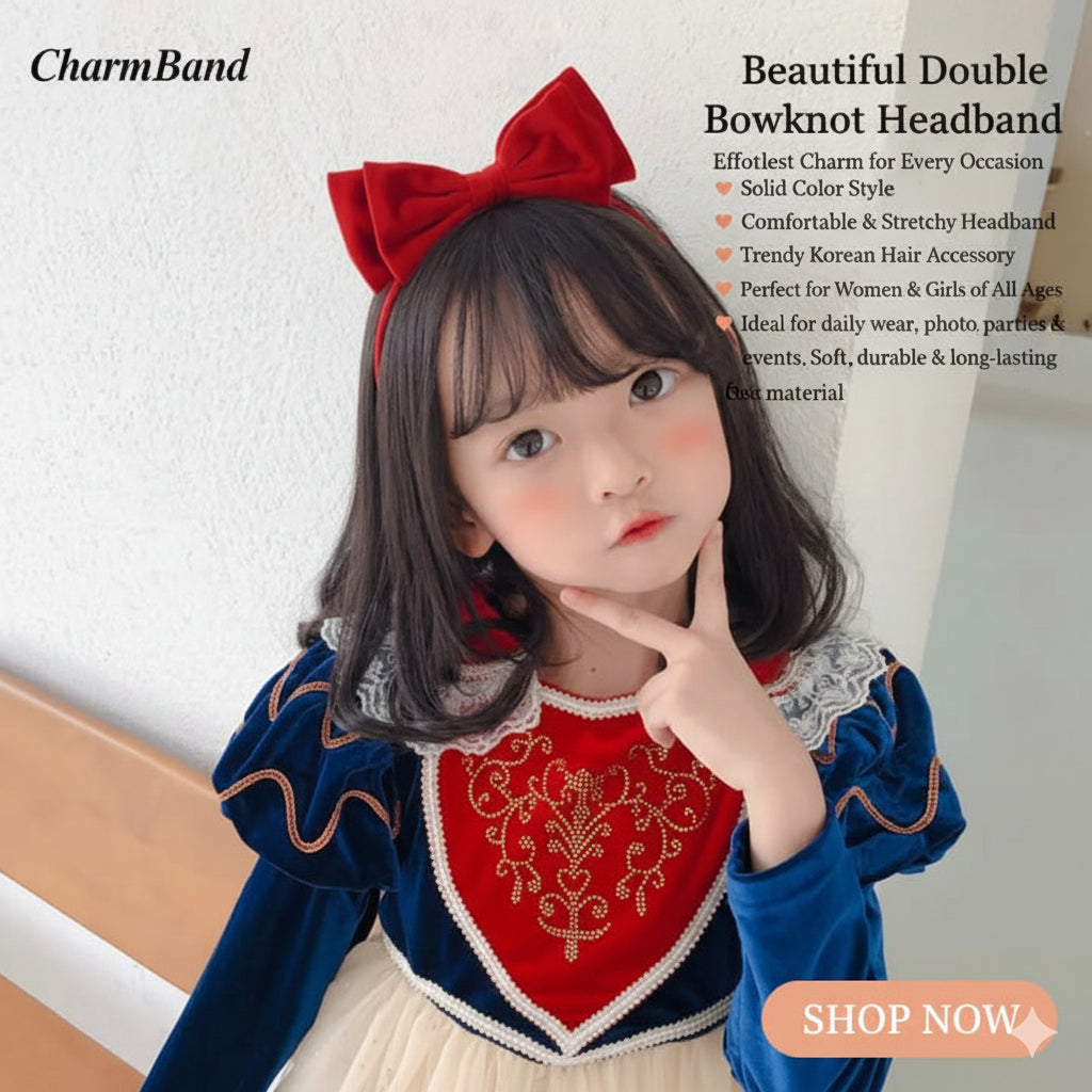 Pack of 2 Double Bowknot Headbands Solid Color Hair Accessories