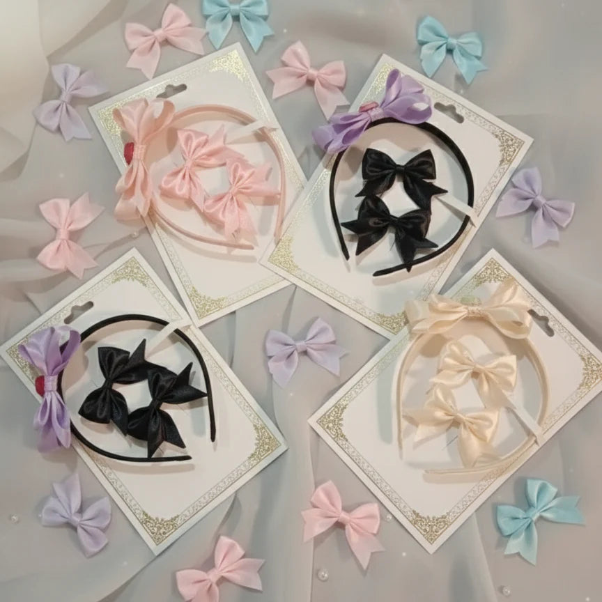 Pack of 2 Double Bowknot Headbands Solid Color Hair Accessories