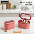 New ClothShape 3 Portion Spice Jar with Spoons Mix/Random colour