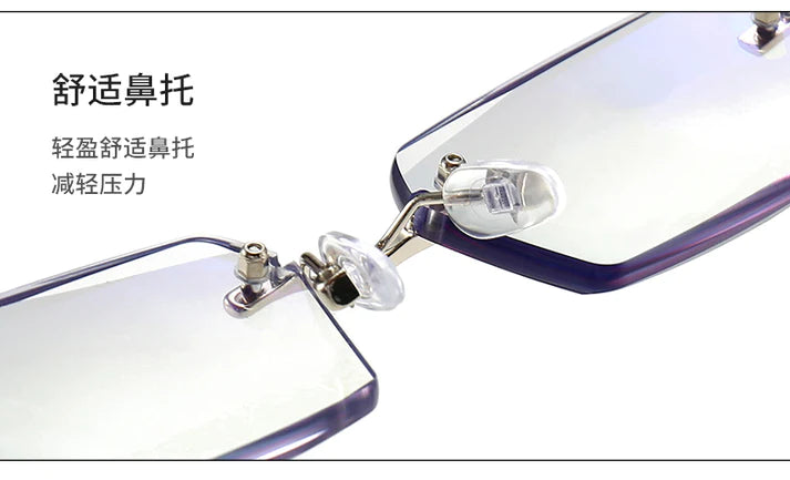 Hd daimond cut New Metal rimless anti blue reading glasses trimmed glasses