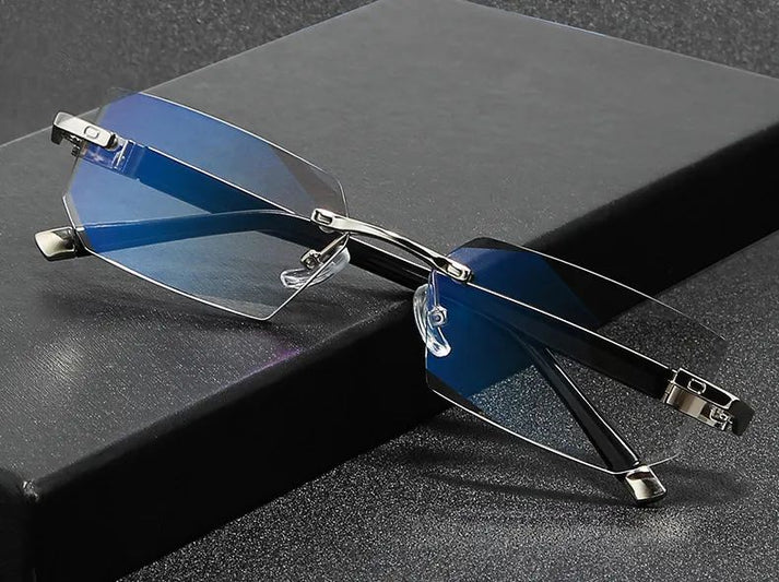 Hd daimond cut New Metal rimless anti blue reading glasses trimmed glasses