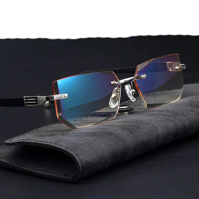 Hd daimond cut New Metal rimless anti blue reading glasses trimmed glasses