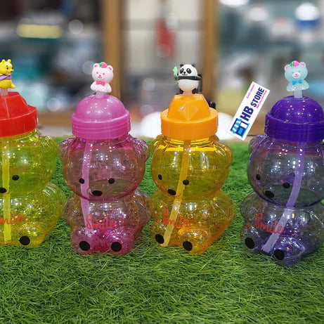(Pack of 2) Fama and Uzzi Bear Straw Water Bottle For Kids