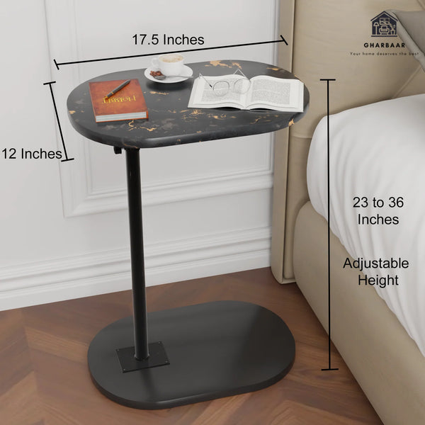 Adjustable height C-shaped side table