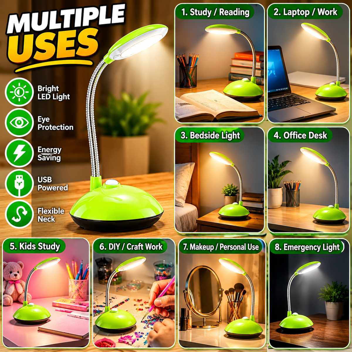Battery-Powered Mini Desk Light – Portable Night Light &amp; Reading Lamp