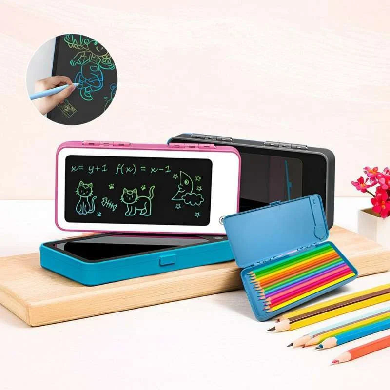LCD Writing Tablet Pencil Box Drawing Board & Stationery Case for Kids