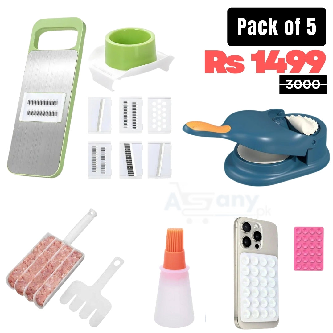 5-in-1 Kitchen Deal Slicer Samosa Pakora Kofta Maker & Oil Brush