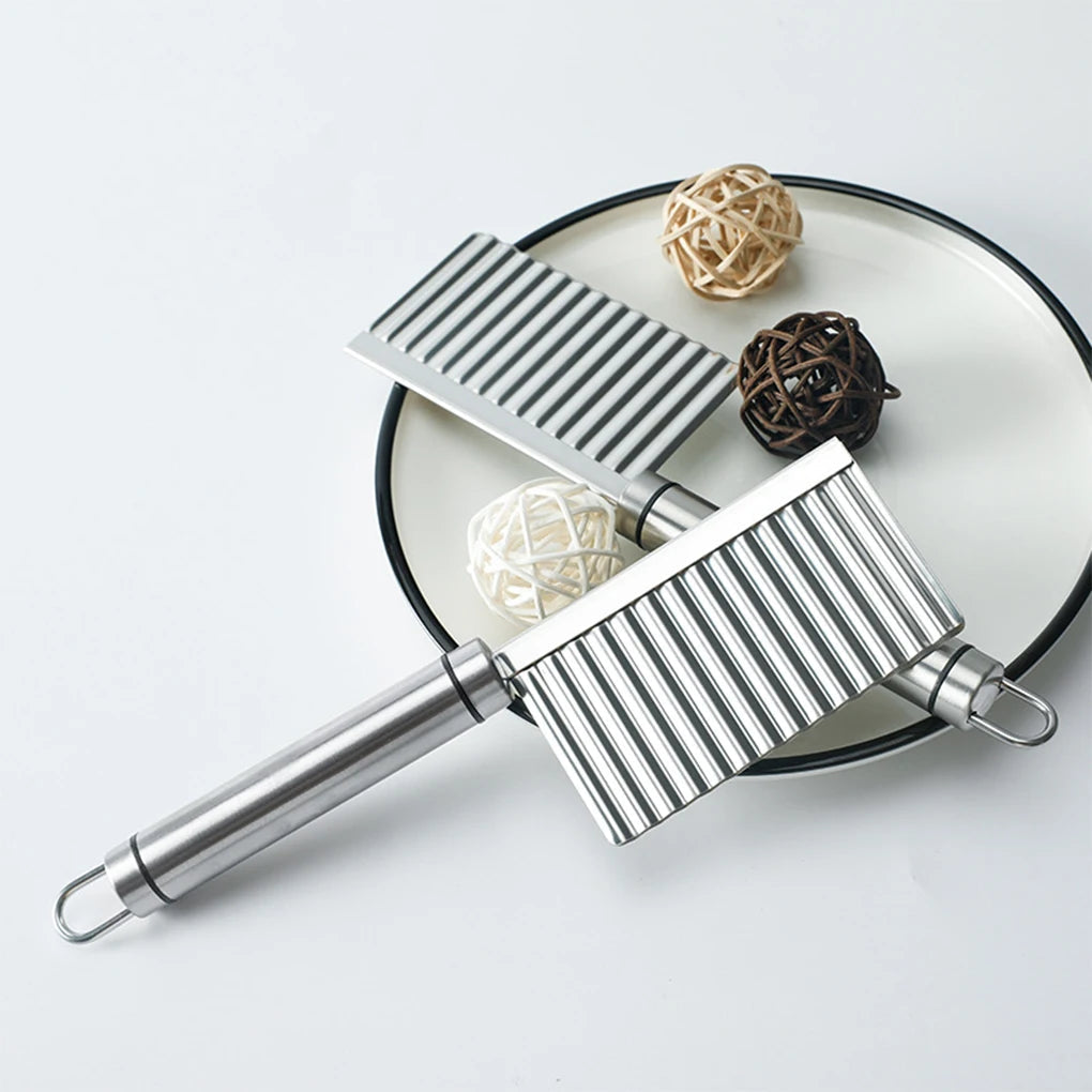 2 Pcs Stainless Steel Wave Knife Potato & French Fries Cutter