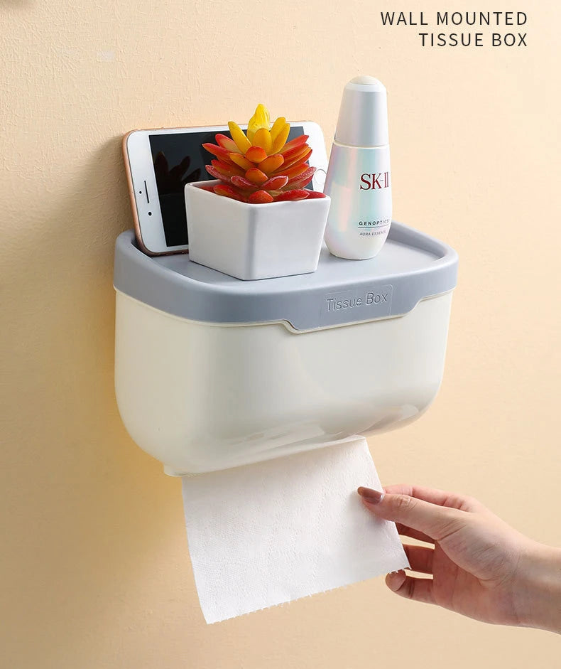 Waterproof Wall Mounted Tissue Box Holder for Bathroom & Kitchen