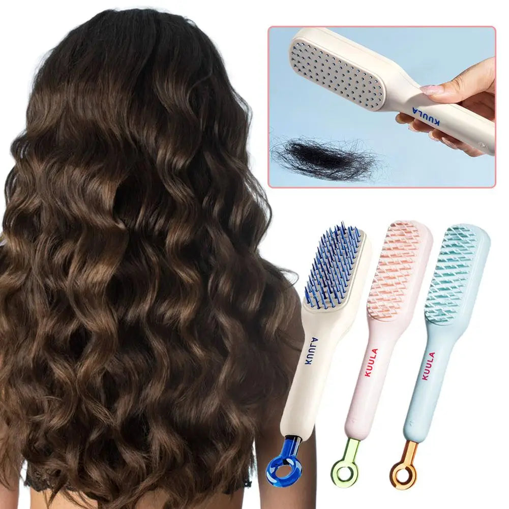 Self Cleaning Magic Retractable Hair Brush with Anti-Static Massage