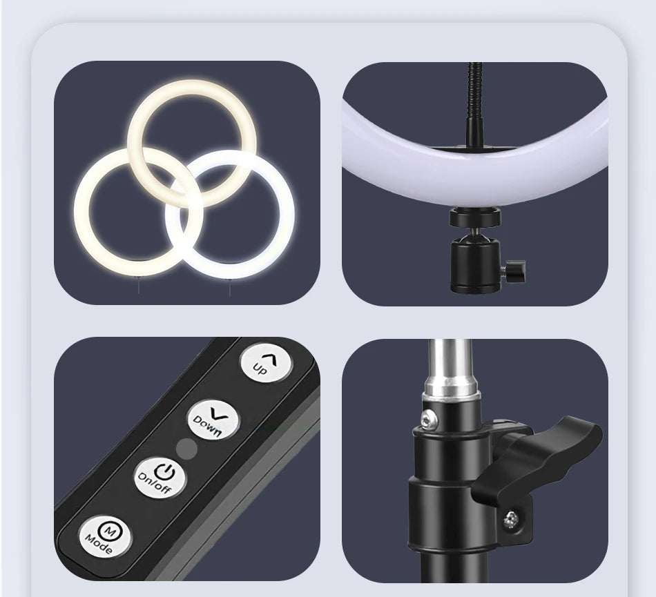 LED Selfie Ring Light with Tripod for Photography & Live Streaming