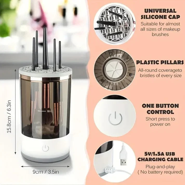 Portable Electric Makeup Brush Cleaner – Fast USB-Powered Hygienic Cleaning Adjustable Collar
