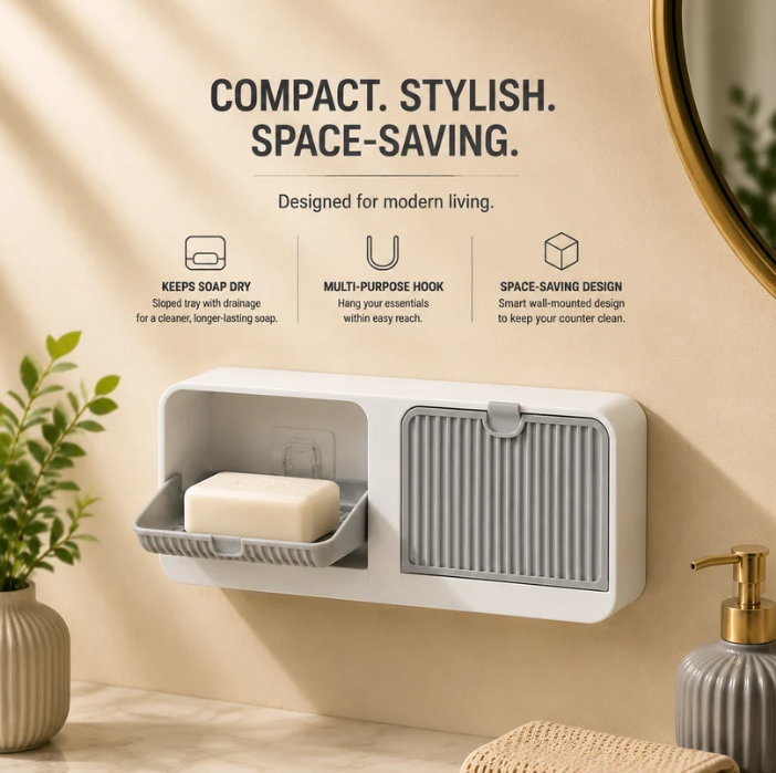 Double Wall Mounted Soap Holder -No Drlling