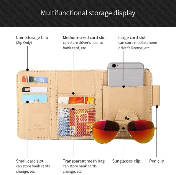 Car Sun Visor Organizer (High Quality Leather 🔥)