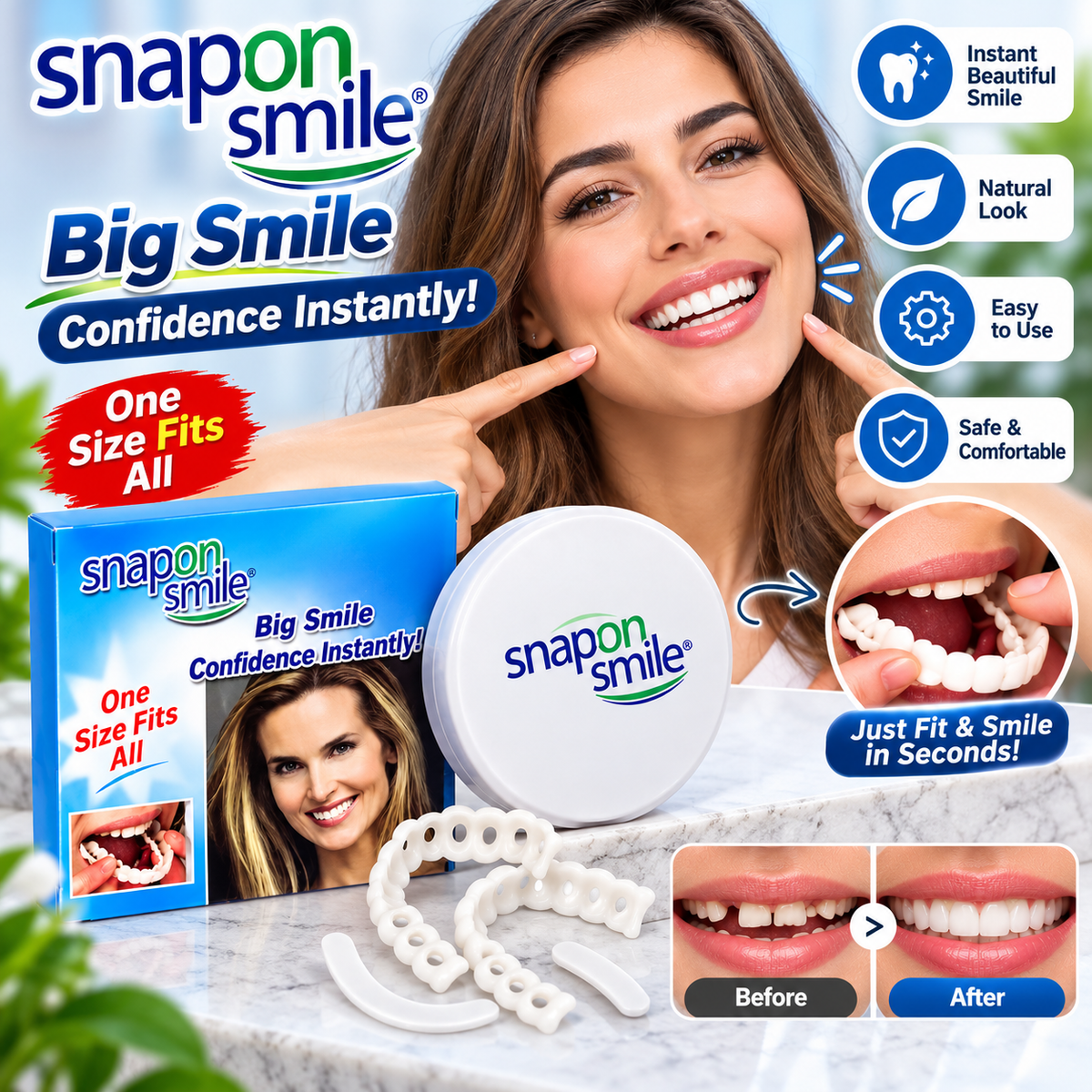 Snap-On Smile Teeth – Instant Cosmetic Veneers &amp; Natural-Look Tooth Covers