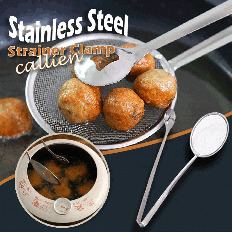 Multi-Functional 2-in-1 Frying Filter Spoon & Clip Oil Strainer for Kitchen