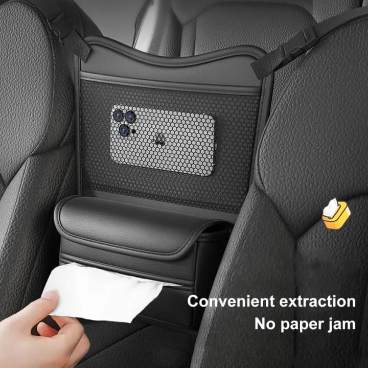 Car Handbag Holder, Car Mesh Organizer Net Pocket Purse/Book/Phone Holder,Tissue Box 3-IN-1 Auto Interior Organizers