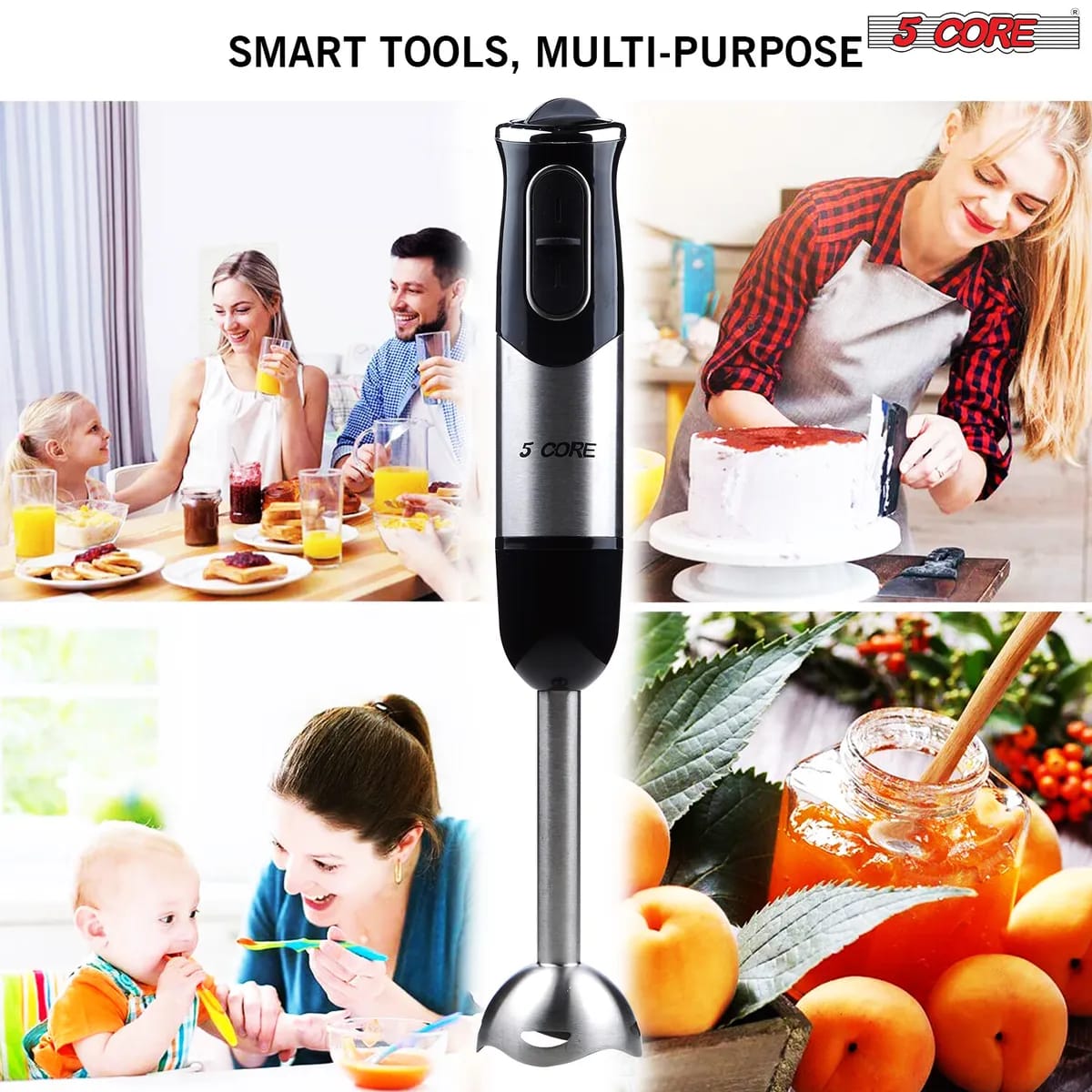 Handheld Immersion Blender with Stainless Steel Blades for Smoothies