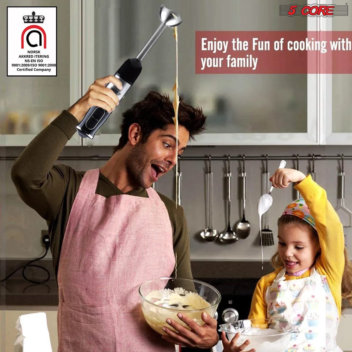 Handheld Immersion Blender with Stainless Steel Blades for Smoothies