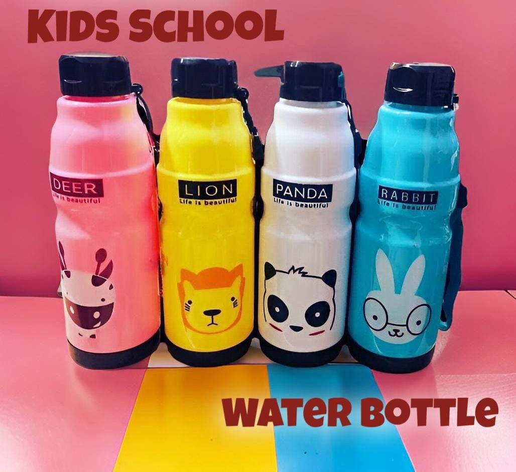 Pack of 3 Commando Kids School Water Bottles for Home & Outdoor