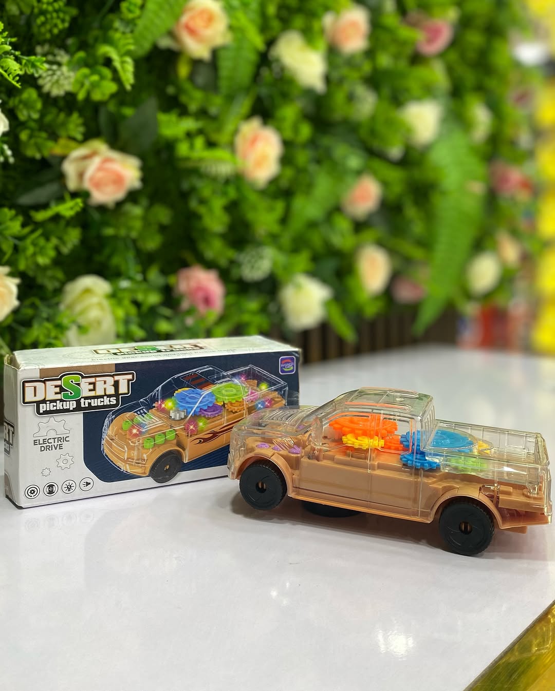 Transparent Gear Police Pickup Truck Toy with Lights & Music
