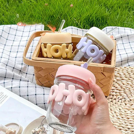 Cute Straw Cup with Insulated Glass Design for Home & Office Use
