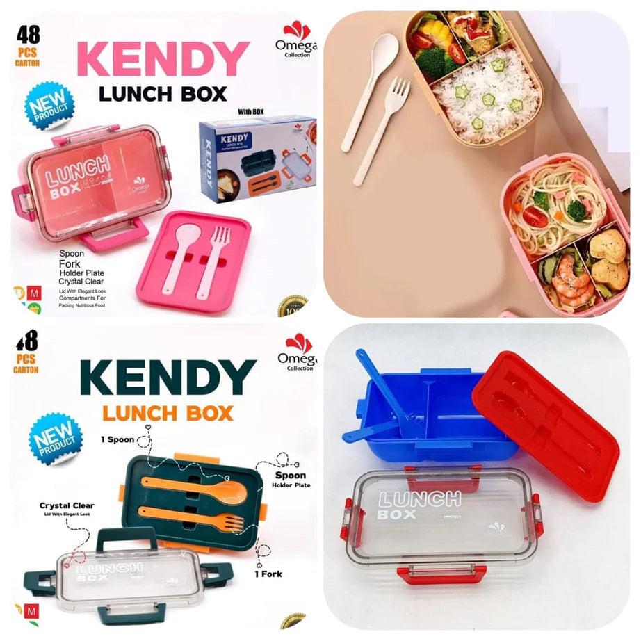 2 Portion Kids Lunch Box with Spoon, Fork & Storage Box