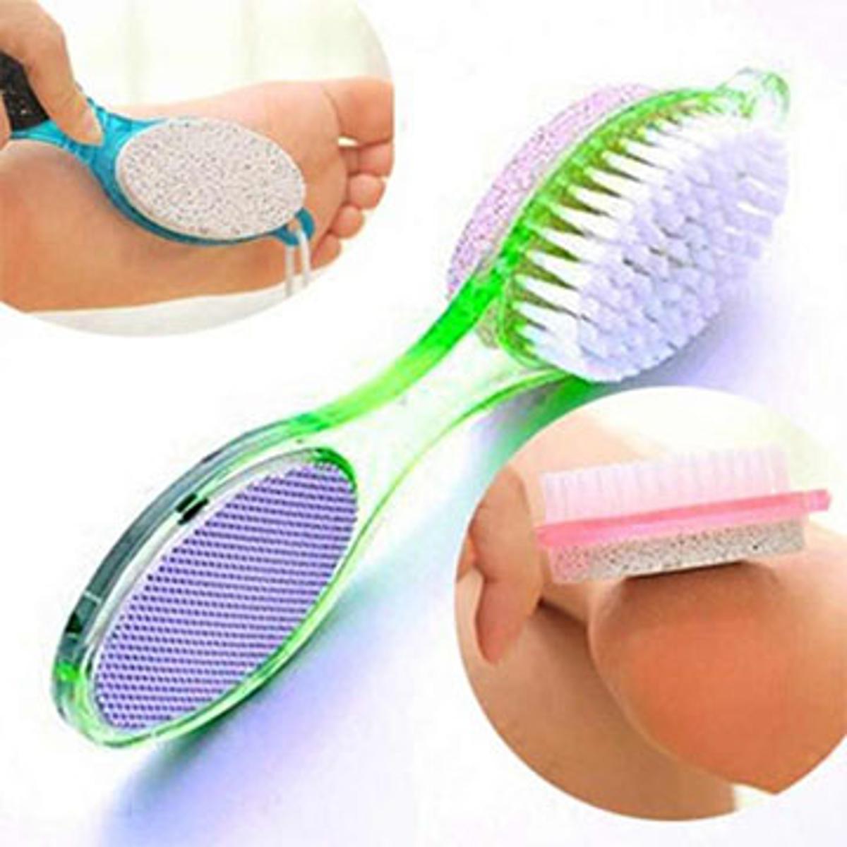 Pack of 2 4-in-1 Foot Scrubber with Pumice Brush File & Buffer