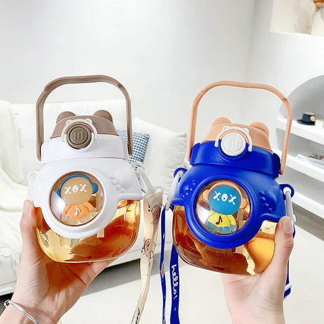 Gugu Bear Water Bottle with Straw & Handle BPA-Free Leakproof Tumbler
