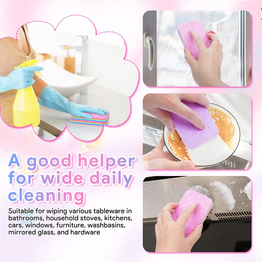 Set of 3 Cartoon Compressed Double-Sided Kitchen Cleaning Sponges