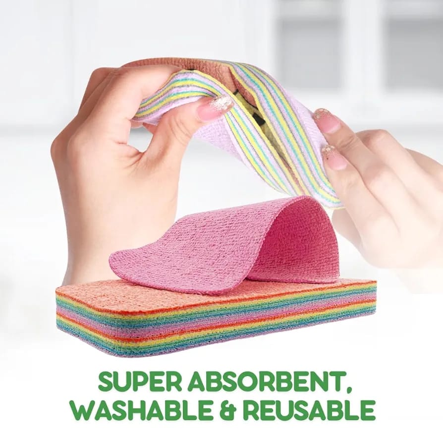 Set of 3 Cartoon Compressed Double-Sided Kitchen Cleaning Sponges