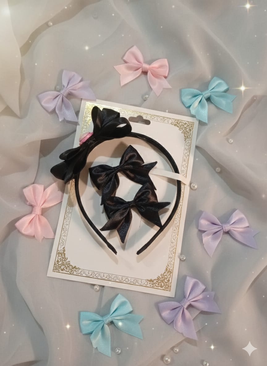 Pack of 2 Double Bowknot Headbands Solid Color Hair Accessories