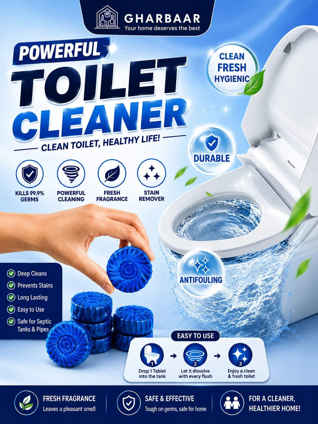 Powerful Toilet Cleaning Tablets - Imported