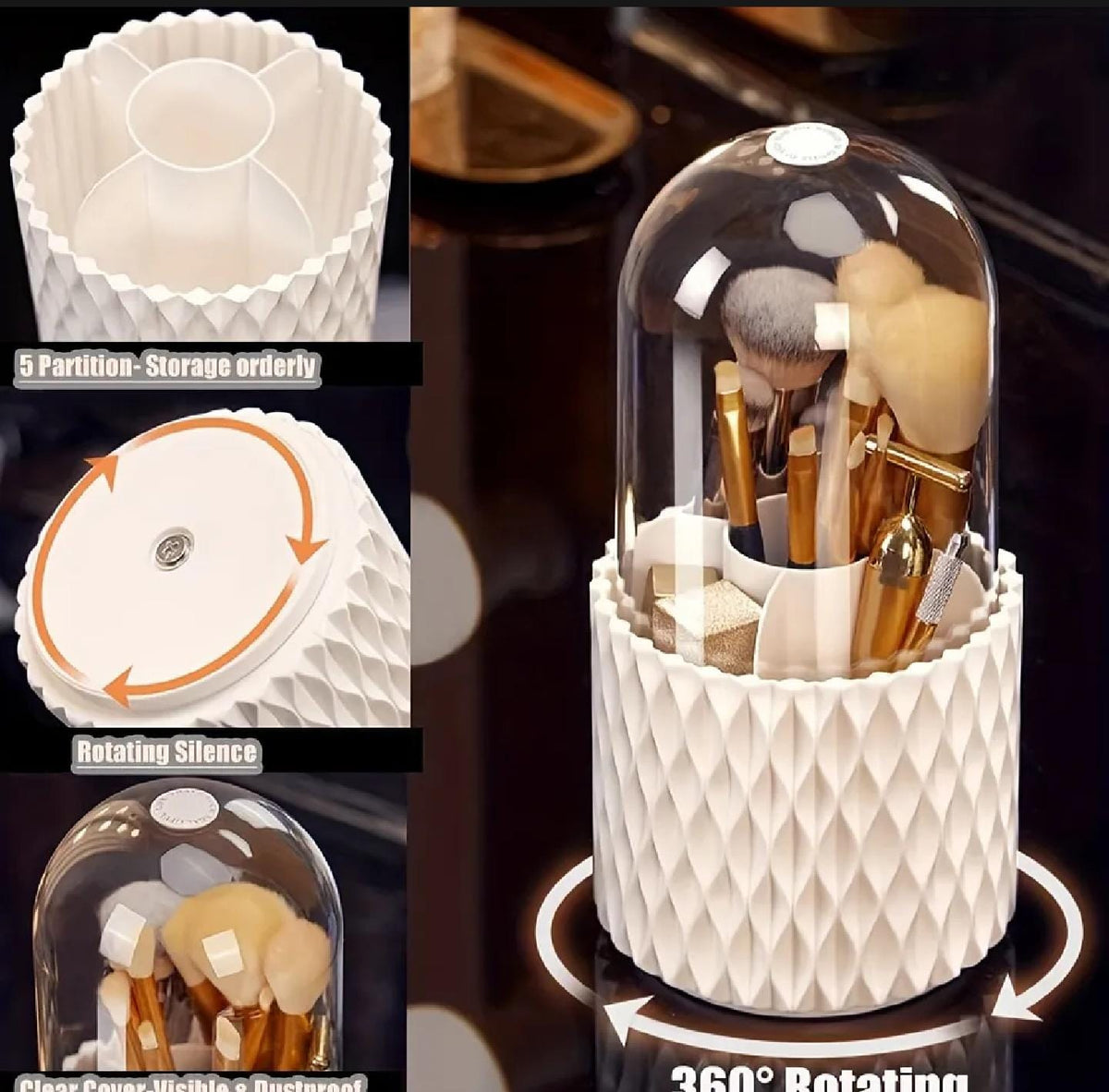 360° Rotating Makeup Brush Organizer
