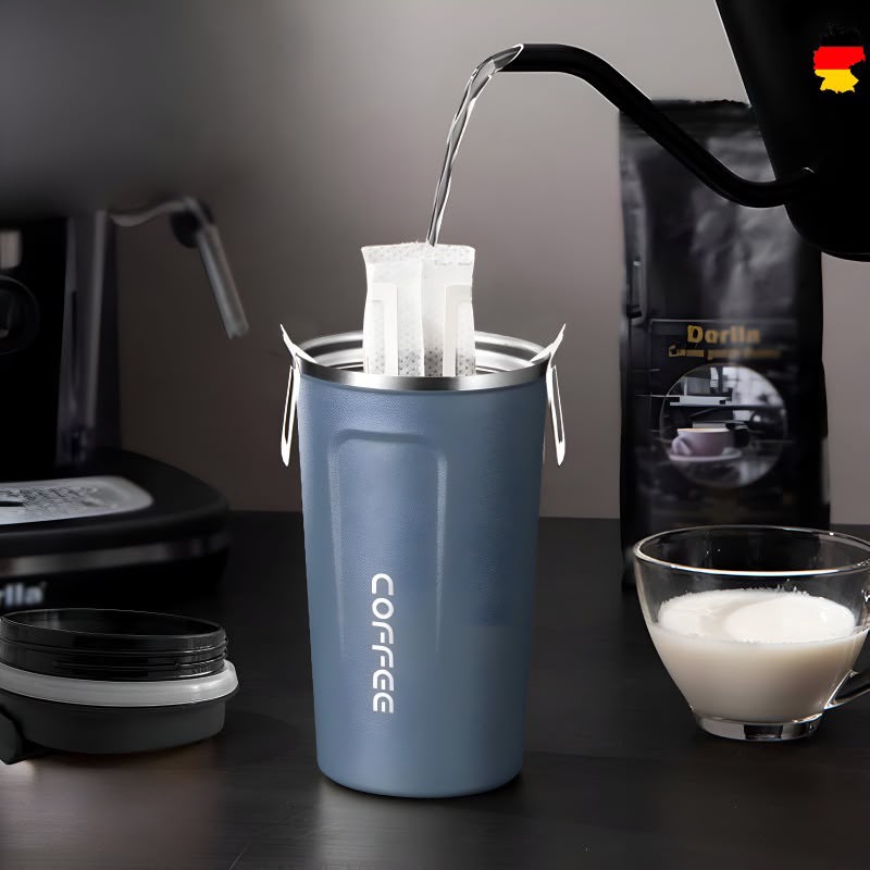 Portable Drip Coffee Tumbler – Stainless Steel Travel Coffee Maker with Built-In Filter