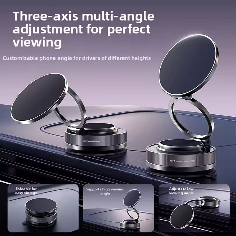 3-Axis Magnetic Phone Holder – 360° Adjustable Foldable Car Mount with Strong Magnetic Hold