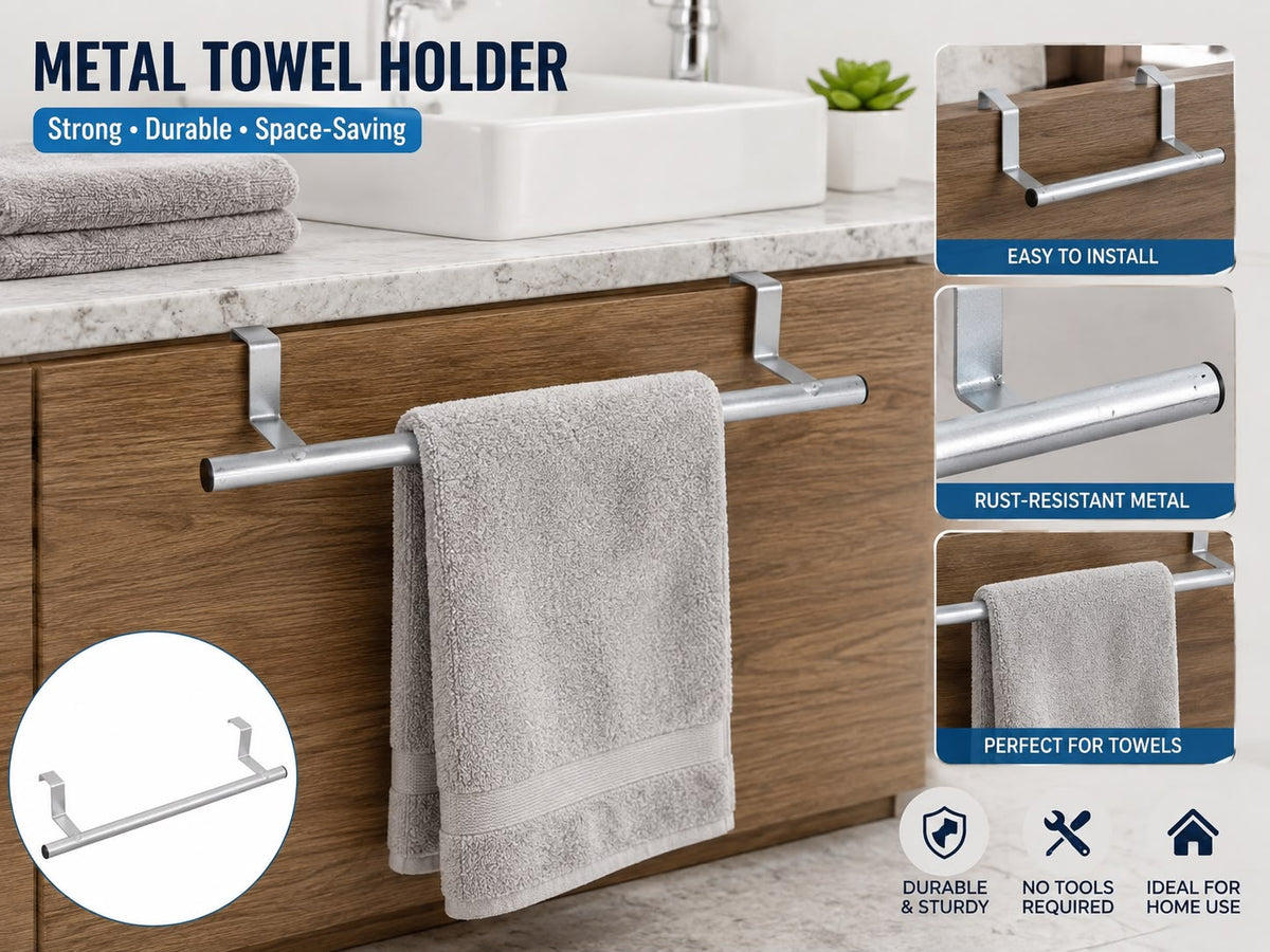 Over Cabinet Metal Towel Holder