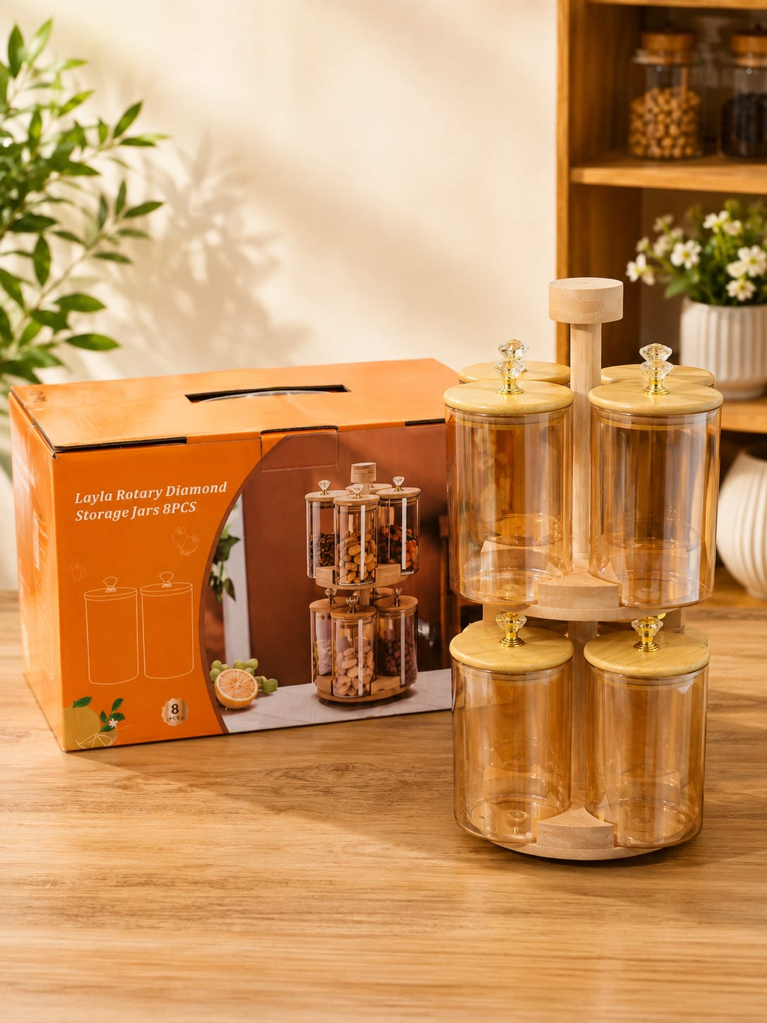 8-Piece Rotary Storage Jar Set