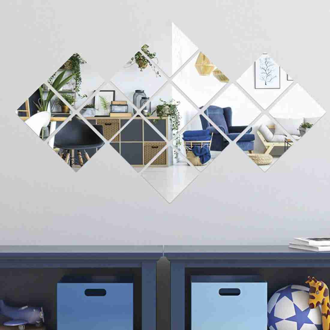 3D Acrylic Diamond Shape Self Adhesive Wall Sticker Set