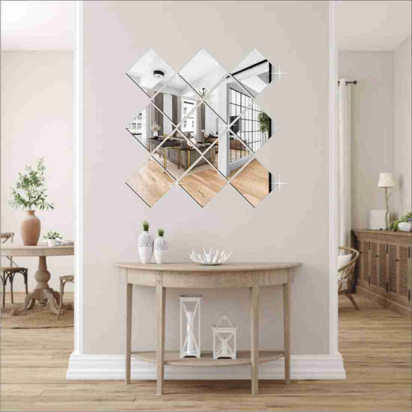 3D Acrylic Diamond Shape Self Adhesive Wall Sticker Set