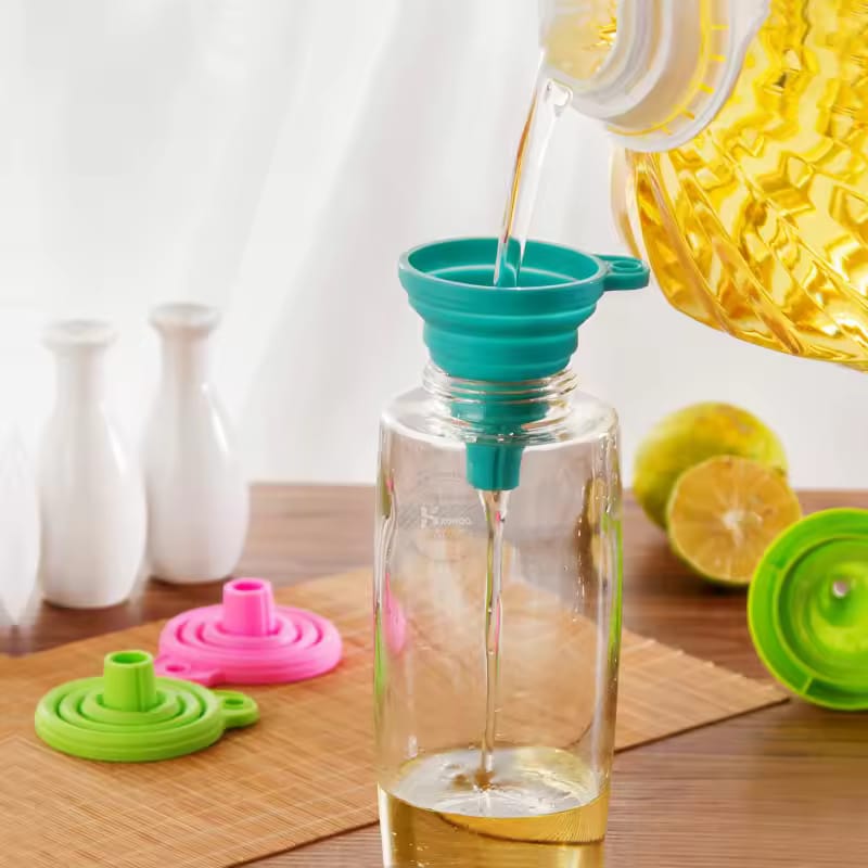 Pack of 3 Foldable Silicone Food Grade Funnels for Kitchen Use