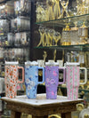 Cute Floral Tumbler with Straw