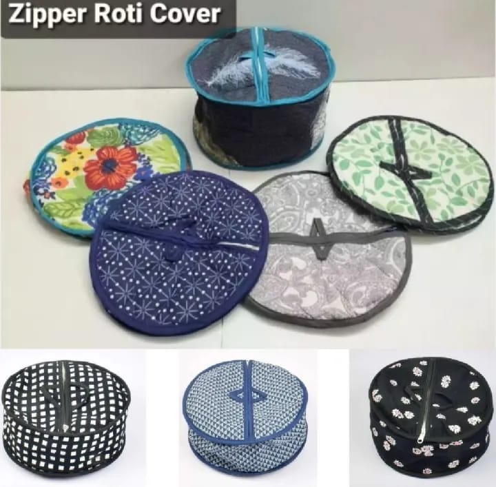 Pack Of 2 - Roti Basket Circle – Roti Chapati Box with Zipper Cover