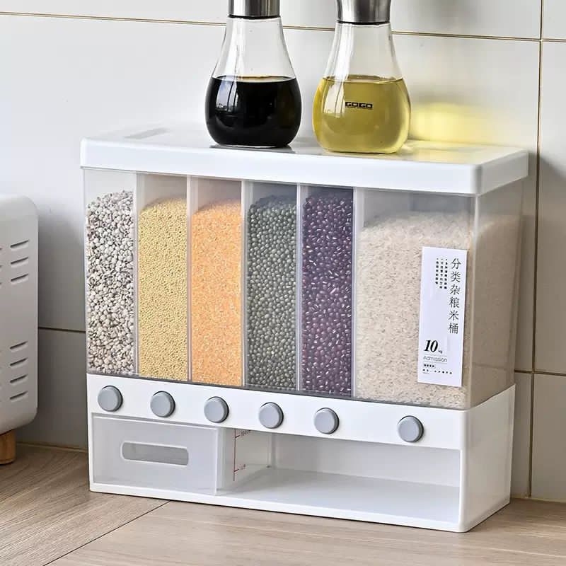 6-Compartment Grain Storage Dispenser
