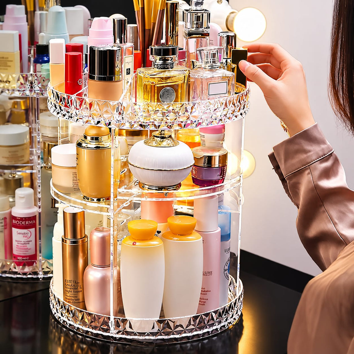 Glamorous 360° Makeup Organiser Display