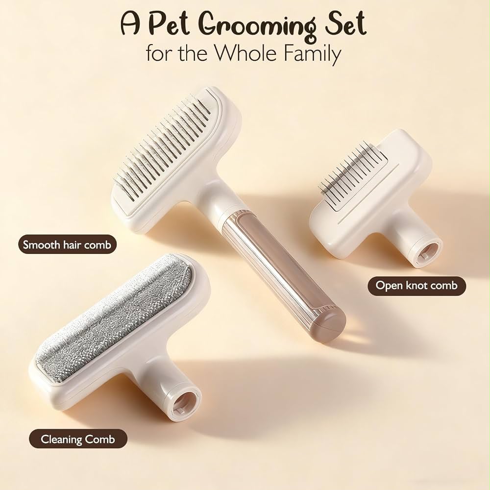 Pet Grooming Set – Dog & Cat Hair Removal, Detangling & Cleaning Brushes